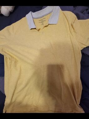 Banana Republic Yellow Polo with Light Gray Collar
